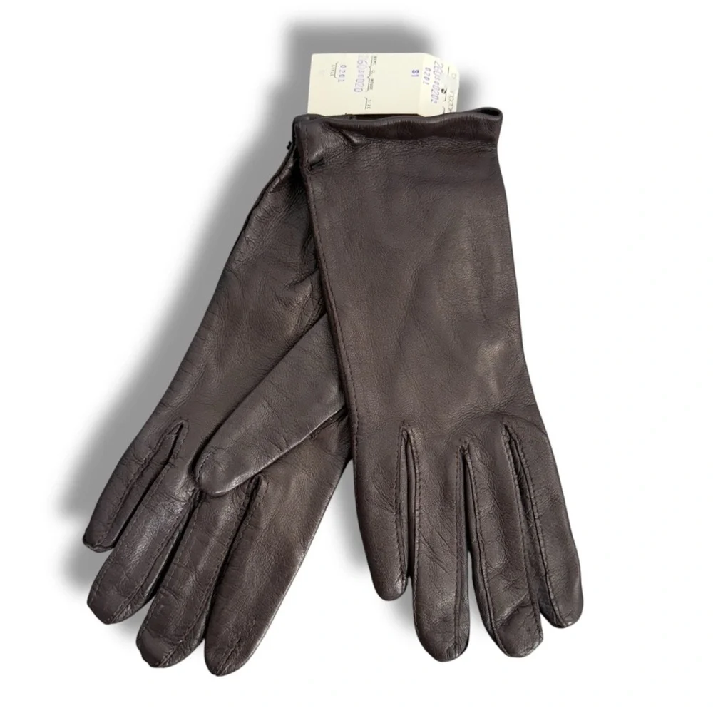 NWT Vintage Dead Stock Bloomingdale's Genuine Leather Gloves Chocolate Brown XS